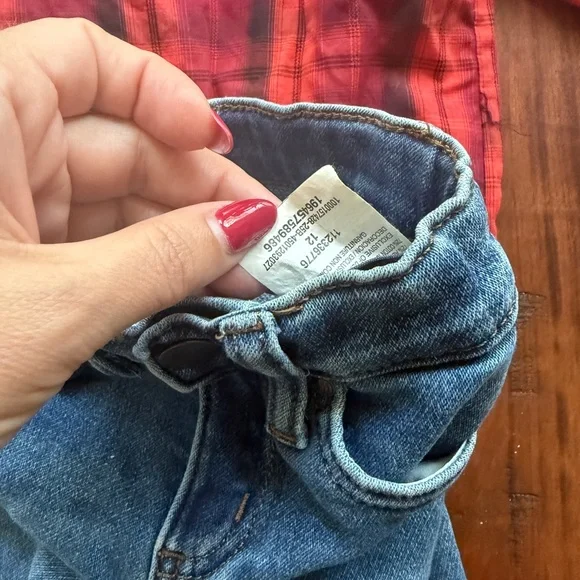 Baby 9-12m WRANGLER EUC Plaid Button-Up onsie and Blue Jeans Set - Picture 6 of 7